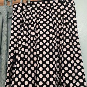 Polka Dot Pleated Skirt - Black and White